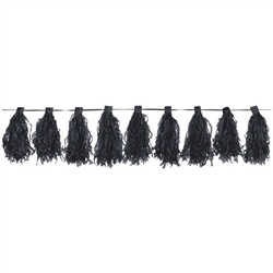 Jet Black Paper Tassel Garland