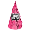 New Year's Cone Hat All Over Fringe - Pink