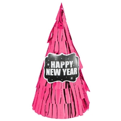 New Year's Cone Hat All Over Fringe - Pink