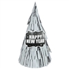 New Year's Cone Hat All Over Fringe - Silver