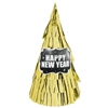 New Year's Cone Hat All Over Fringe - Gold