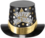HAPPY NEW YEAR HAT BLACK/SILVER/GOLD PRINTED