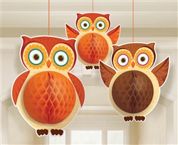 Owl Paper Honeycomb Decorations