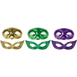 Mardi Gras Metallic Masks - 12 Count