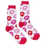 Red and Pink Lips Crew Socks