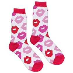 Red and Pink Lips Crew Socks