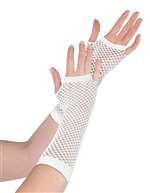 White Long Fishnet Gloves