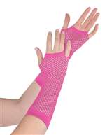 Pink Long Fishnet Gloves