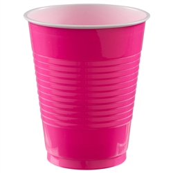 Bright Pink Plastic 18 Oz Cups - 20 Count
