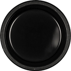 BLACK DESSERT PLASTIC PLATES 7in-20 CT