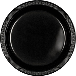 BLACK DINNER PLASTIC PLATES 10.25in.-20 CT