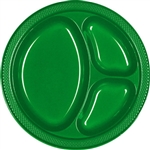 GREEN DIVIDED PLASTIC PLATES 10.25in.-20 CT