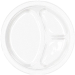 WHITE DIVIDED PLASTIC PLATES 10.25in.-20 PC