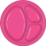 BRIGHT PINK 10.25in. DIVIDED PLASTIC PLATES