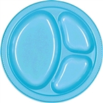 CARRIBEAN BLUE 10.25in. DIVIDED PLASTIC PLATES