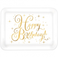 Happy Birthday Gold Stamped Large Plastic Tray