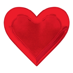 Heart Shaped 10.5 Inch Metallic Red Plates