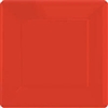 SQUARE 10.75in. RED PLASTIC PLATES