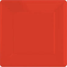 SQUARE 10.75in. RED PLASTIC PLATES