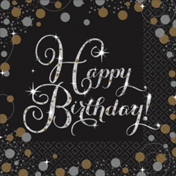 Sparkling Celebration Happy Birthday Beverage Napkins