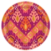 Orange Ikat Round Metallic Plates, 6 3/4"