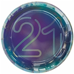 Finally 21 Iridescent 7 Inch Party Plates