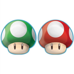 Super Mario Bros 7 Inch Shaped Mushroom Plates