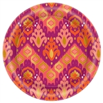 Orange Ikat Round Metallic Plates, 8 1/2"