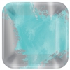 Robin's-Egg Blue Brushstroke Square Metallic Plates, 9"