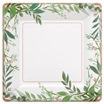 Love and Leaves 10 Inch Square Metallic Paper Plates