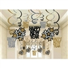 New Year Hanging Swirl Decorations Mega Pack Black/Silver/Gold