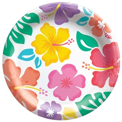 Summer Hibiscus 6.5" Paper Plates - 50 Count