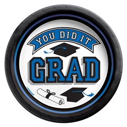 True To Your School Graduation 6.75 Inch Plates - Blue