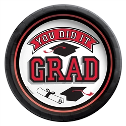 True To Your School Graduation 6.75 Inch Plates - Red
