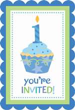 1ST BIRTHDAYDAY CUPCAKE BOY INVITATIONS