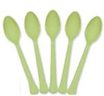 LEAF GREEN HEAVY WEIGHT SPOONS 20CT