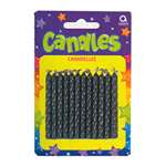BLACK TWO-TONE CANDY STRIPE SPIRAL CANDLES