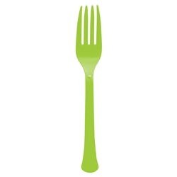 Kiwi Green Heavy Weight Plastic Forks - 20 Count