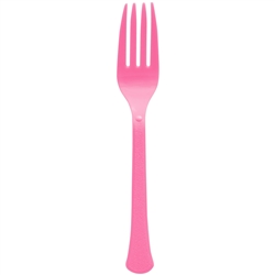 Bright Pink Heavy Weight Plastic Forks - 50 Count