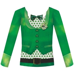 St. Patrick's Bowtie Long Sleeved Shirt Adult SM/MD