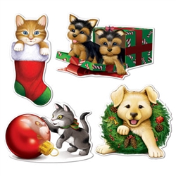 Christmas Puppy & Kitten Cutouts