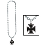 Black Chain with Black Iron Cross Medallion
