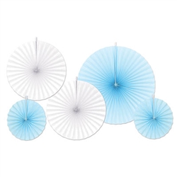 Blue and White Accordion Paper Fans