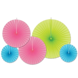 Cerise , Lime Green and Turquoise Accordion Paper Fans