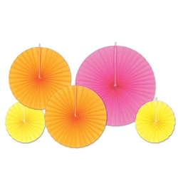 Pink , Orange, and Yellow Accordian Paper Fans
