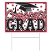 Congrats Grad Plastic Yard Sign - Red