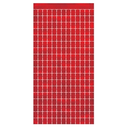 Metallic Square Curtain - Red