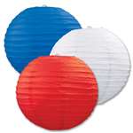 Red White And Blue Paper Lanterns 3 Pack 9.5 Inches
