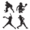 Softball Players Silhouettes Cutouts