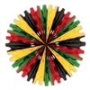 25" Tissue Fan Decoration - Black, Red, Green and Yellow